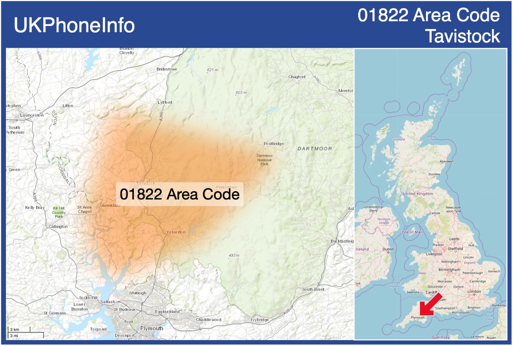 Map of the 01822 area code