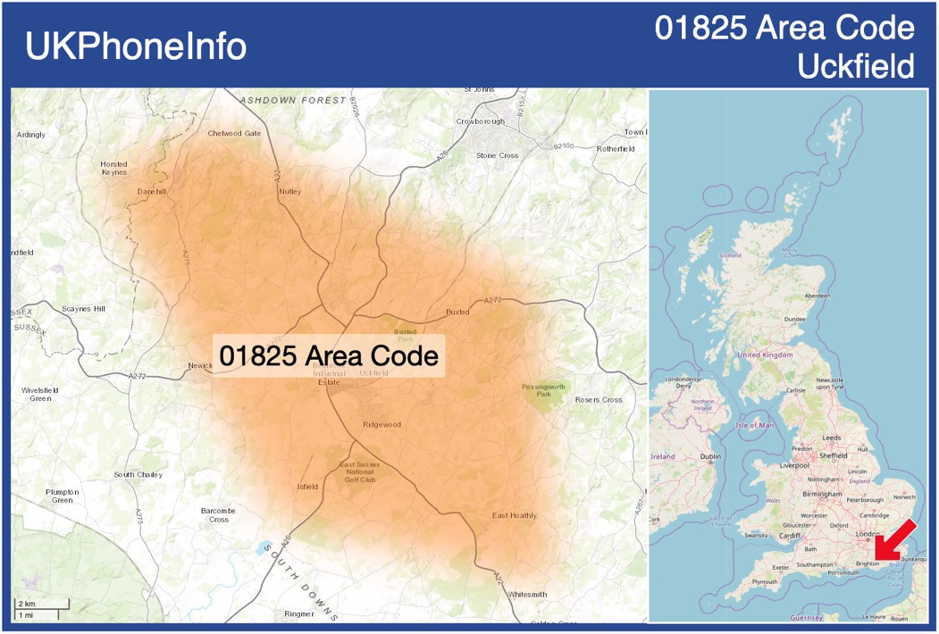 Map of the 01825 area code