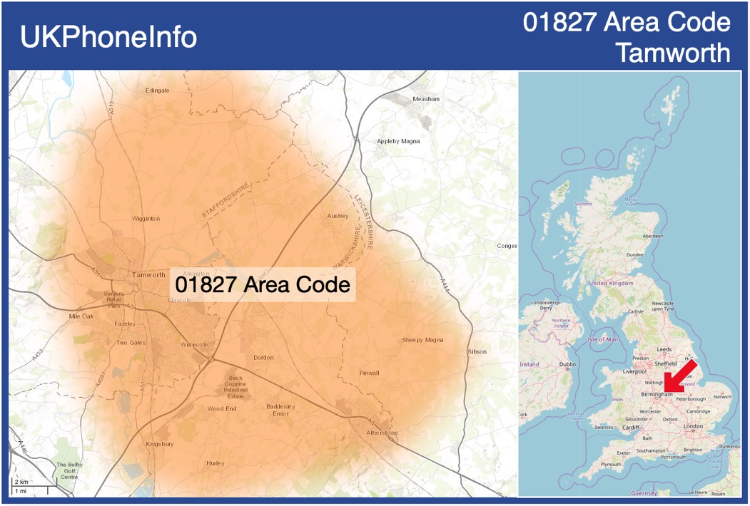 Map of the 01827 area code