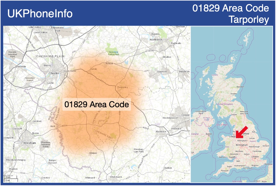 Map of the 01829 area code