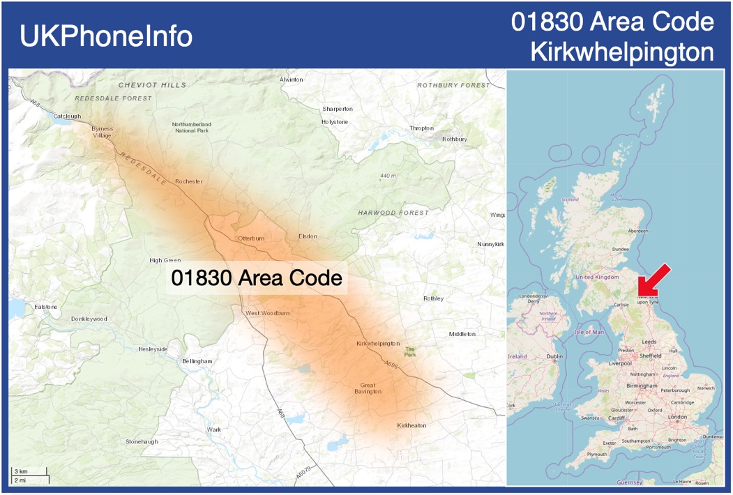 Map of the 01830 area code