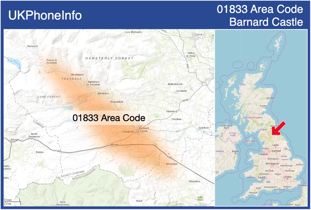 Map of the 01833 area code