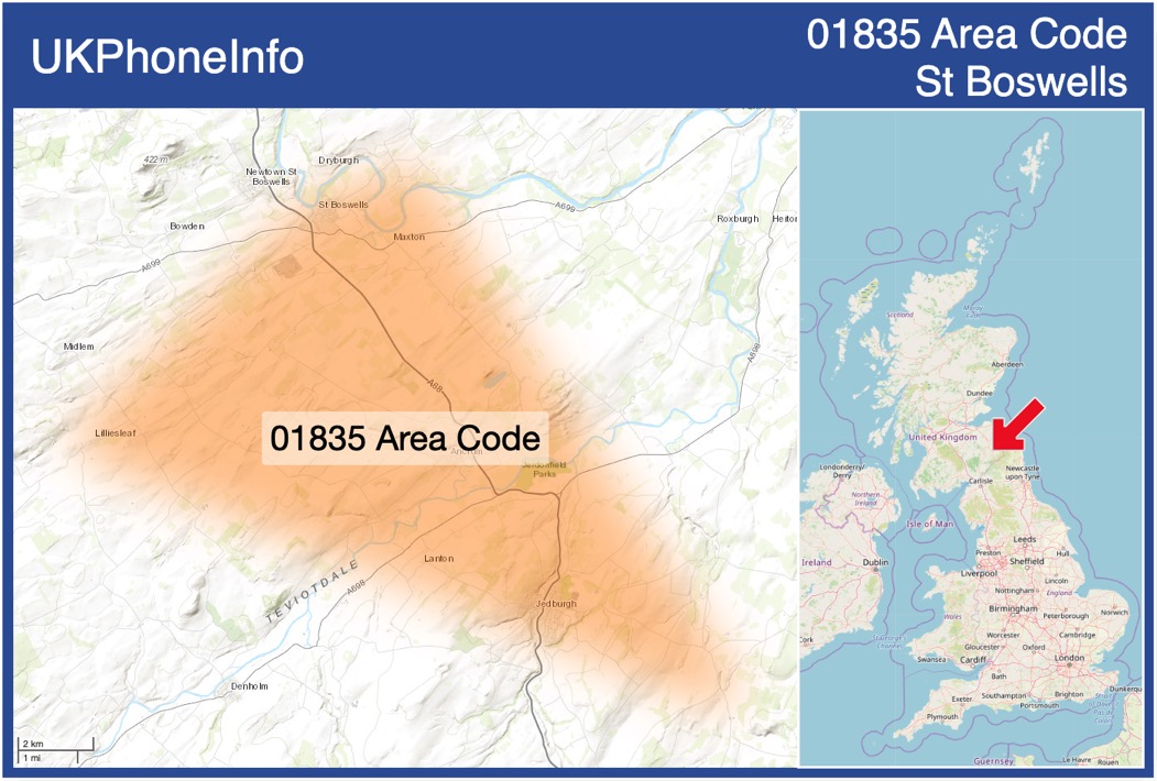 Map of the 01835 area code