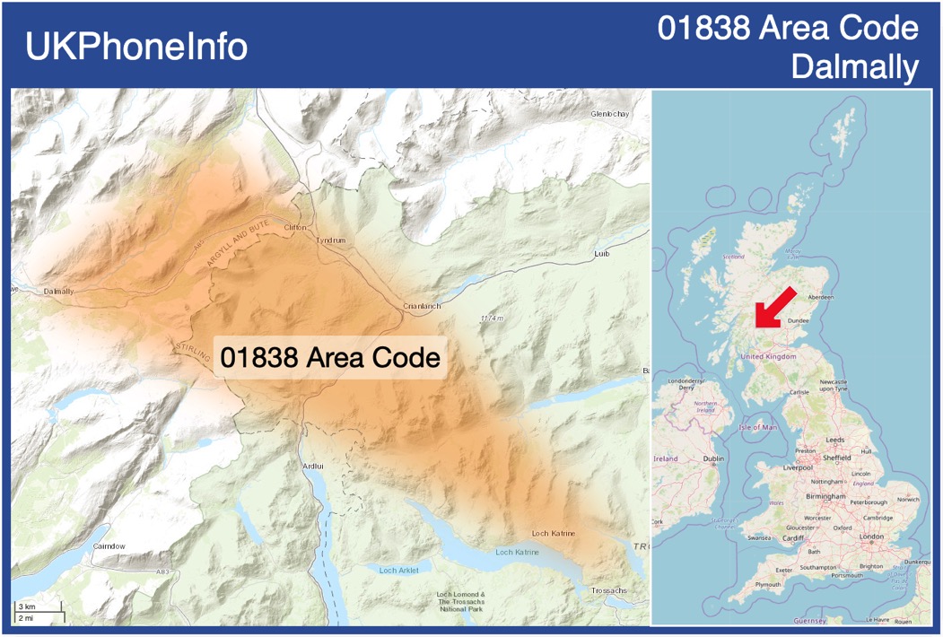 Map of the 01838 area code