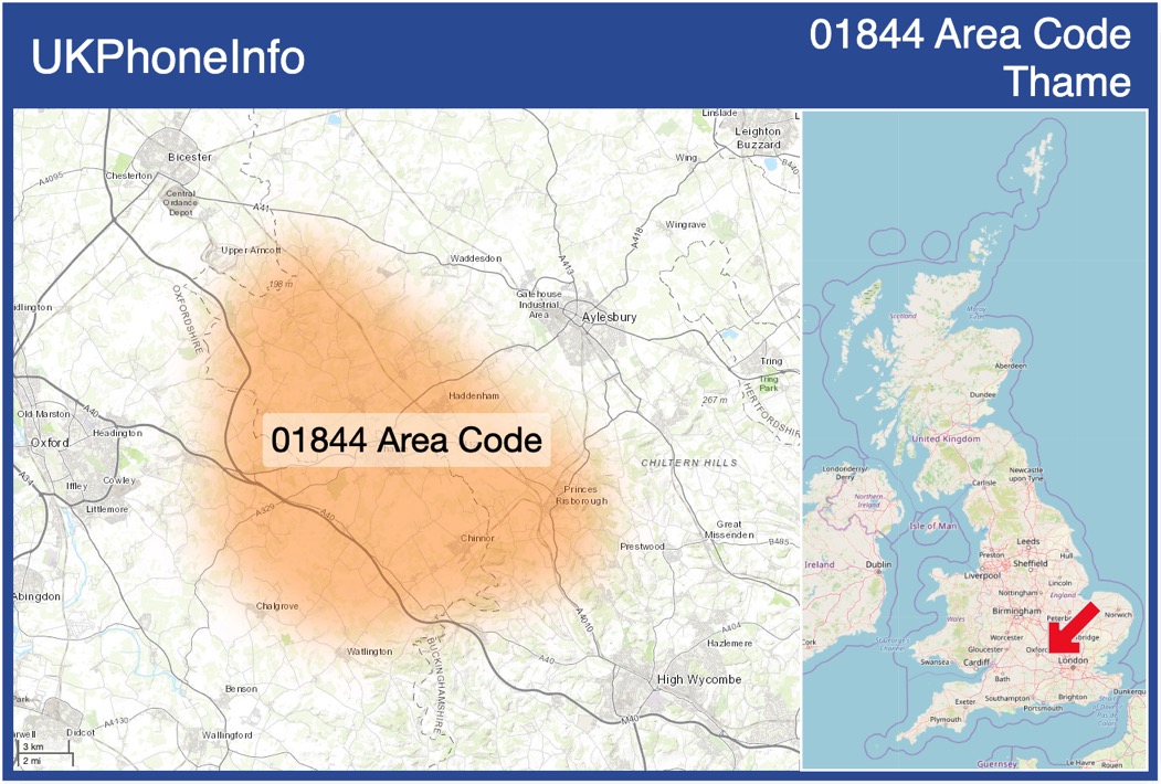 Map of the 01844 area code
