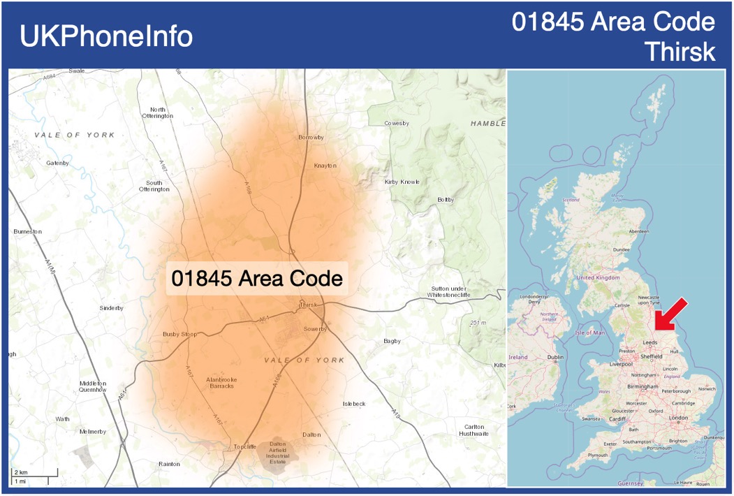 Map of the 01845 area code