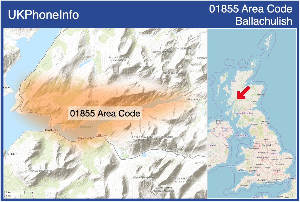 Map of the 01855 area code