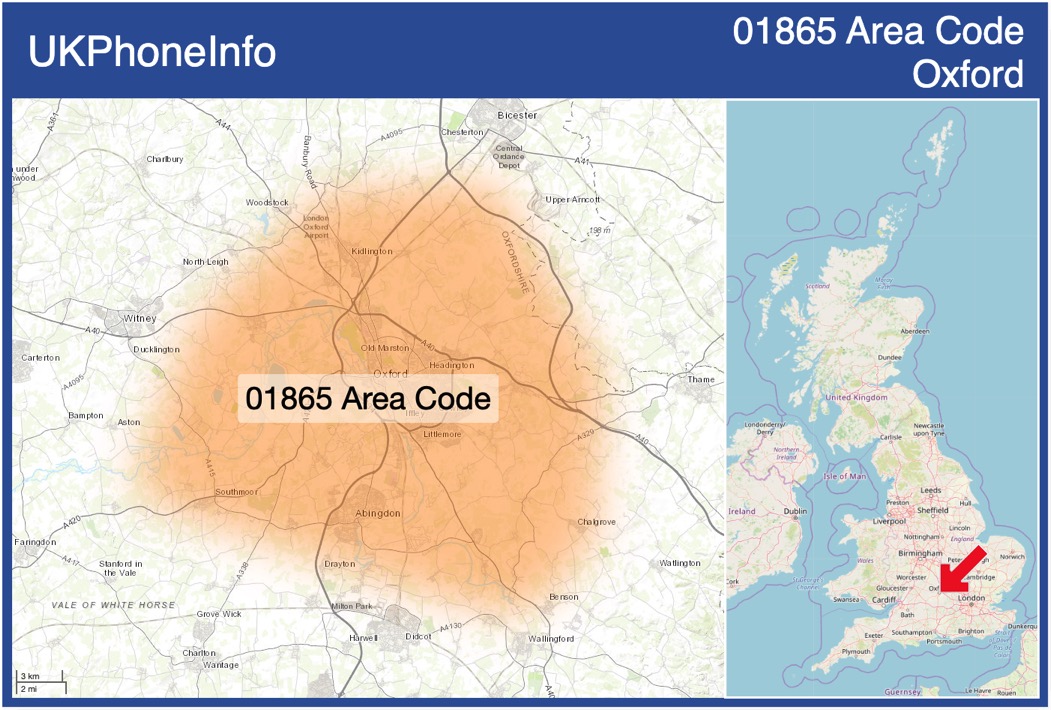 Map of the 01865 area code