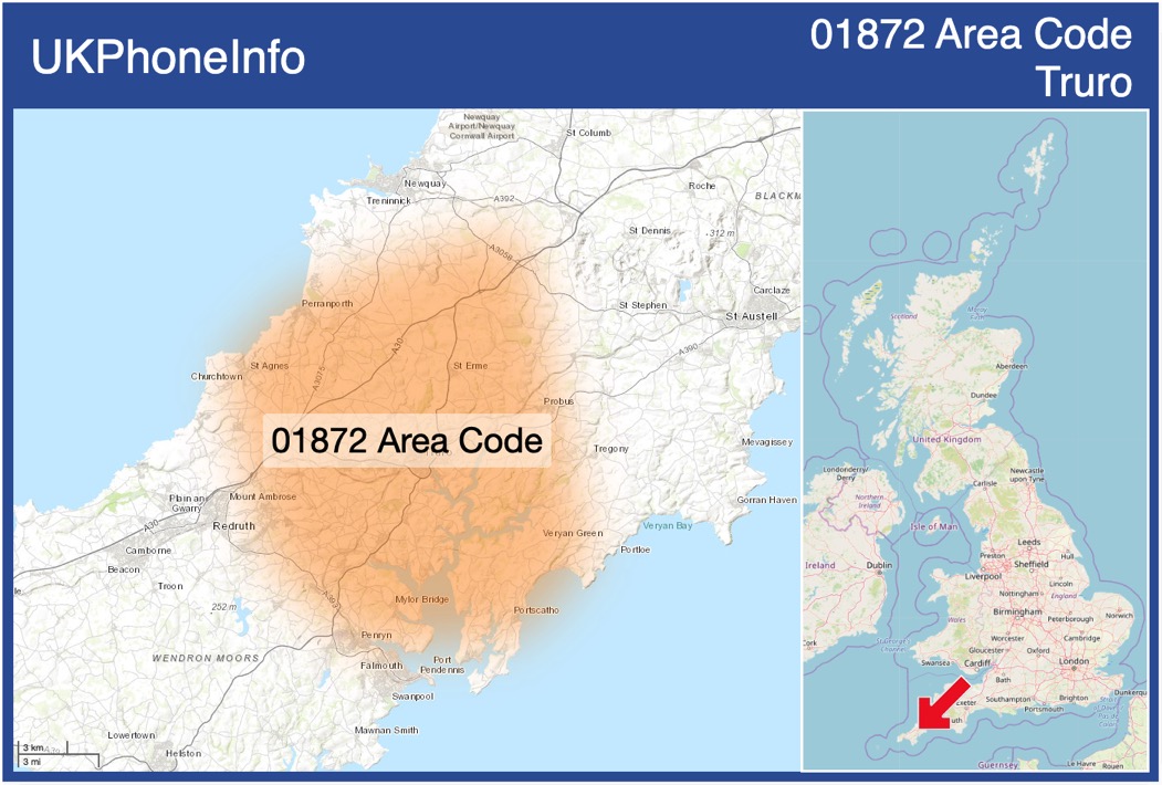 Map of the 01872 area code