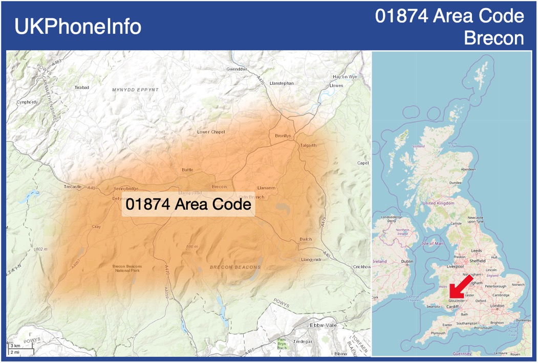 Map of the 01874 area code