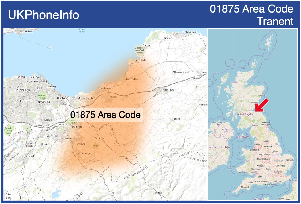 Map of the 01875 area code