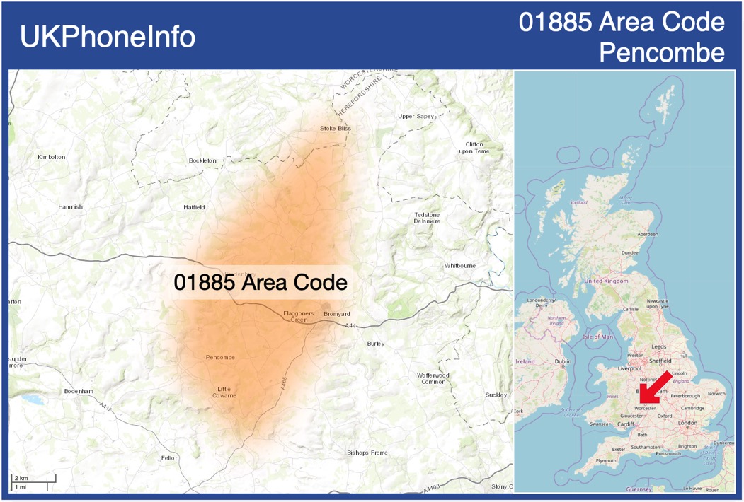 Map of the 01885 area code