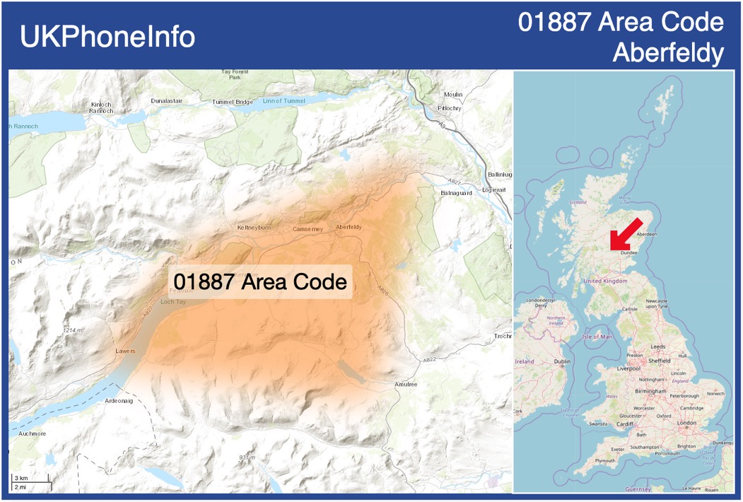 Map of the 01887 area code