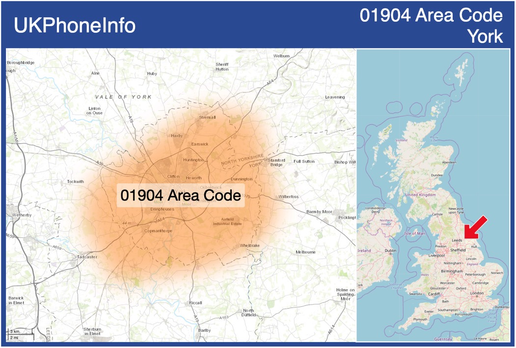 Map of the 01904 area code