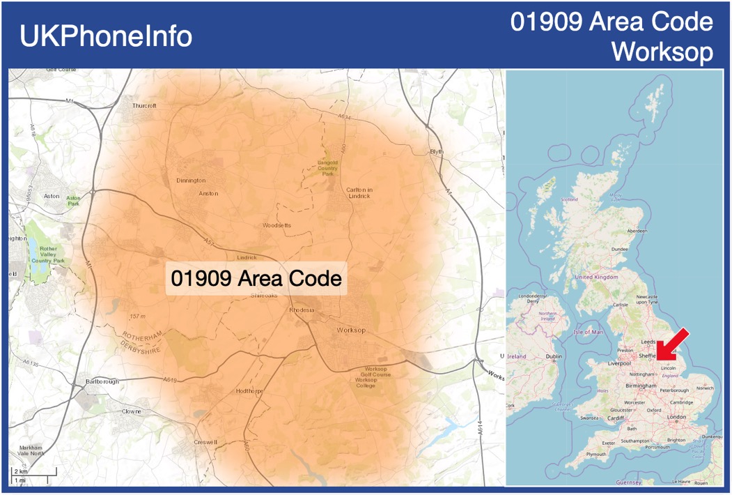 Map of the 01909 area code