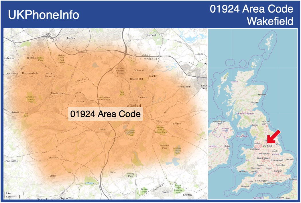 Map of the 01924 area code
