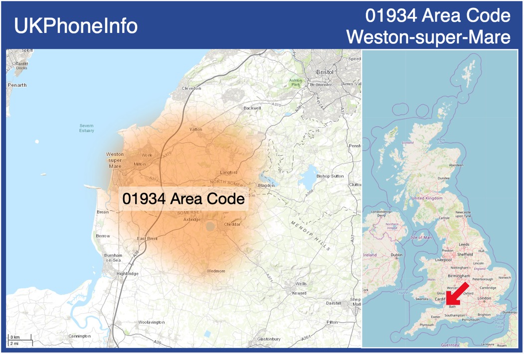 Map of the 01934 area code