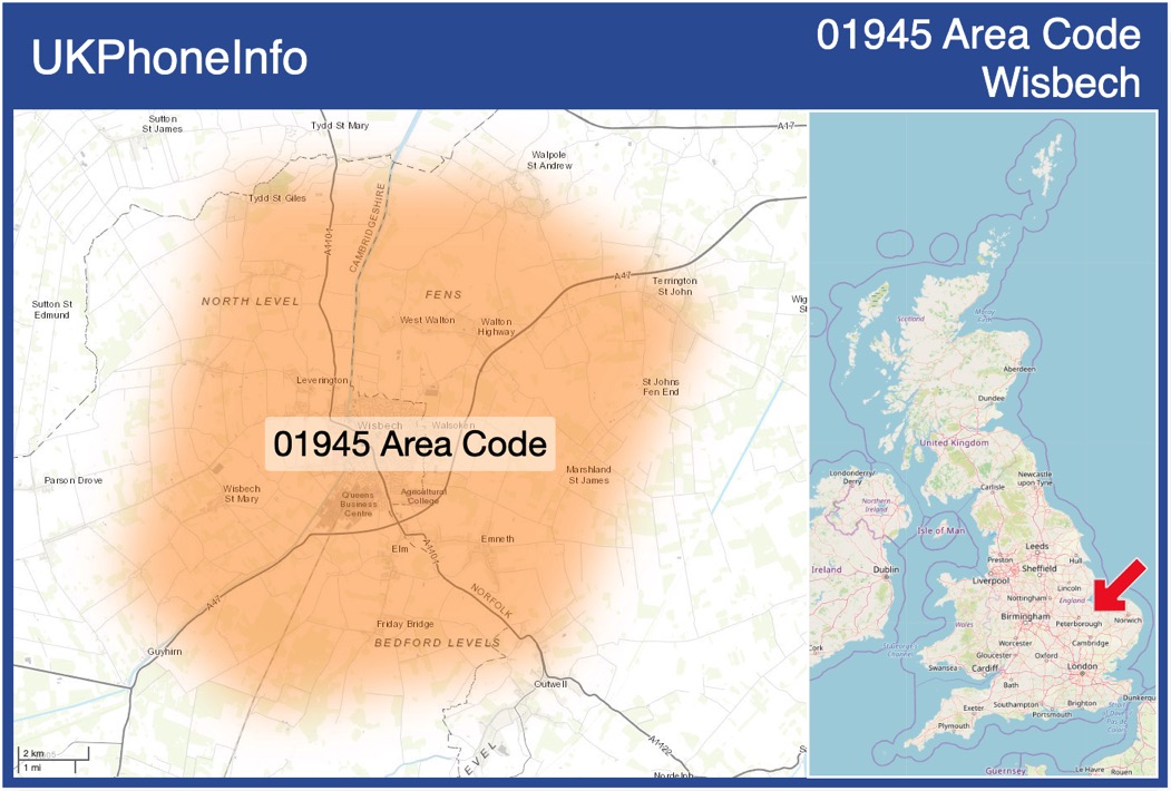 Map of the 01945 area code