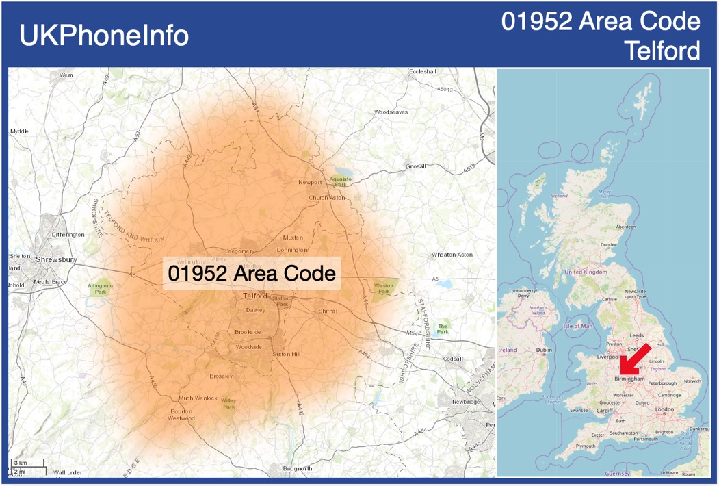 Map of the 01952 area code