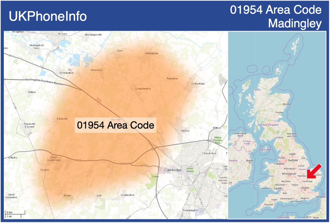 Map of the 01954 area code