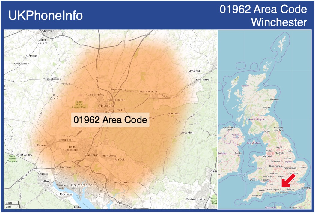 Map of the 01962 area code