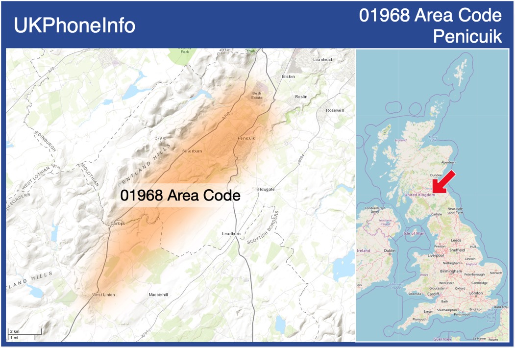 Map of the 01968 area code