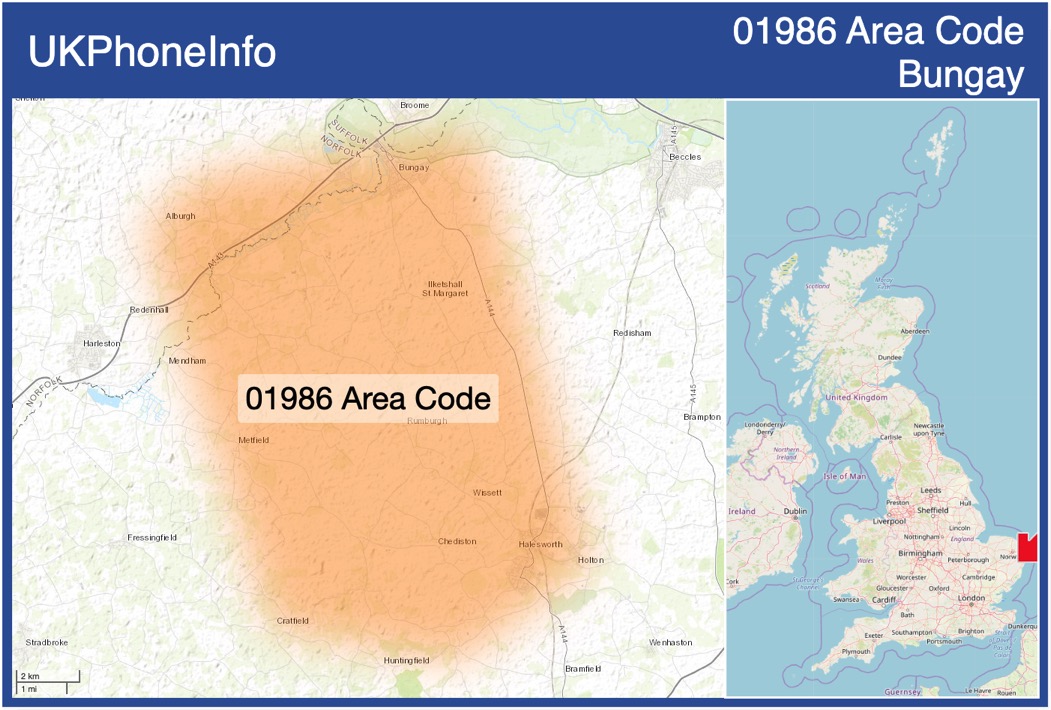 Map of the 01986 area code